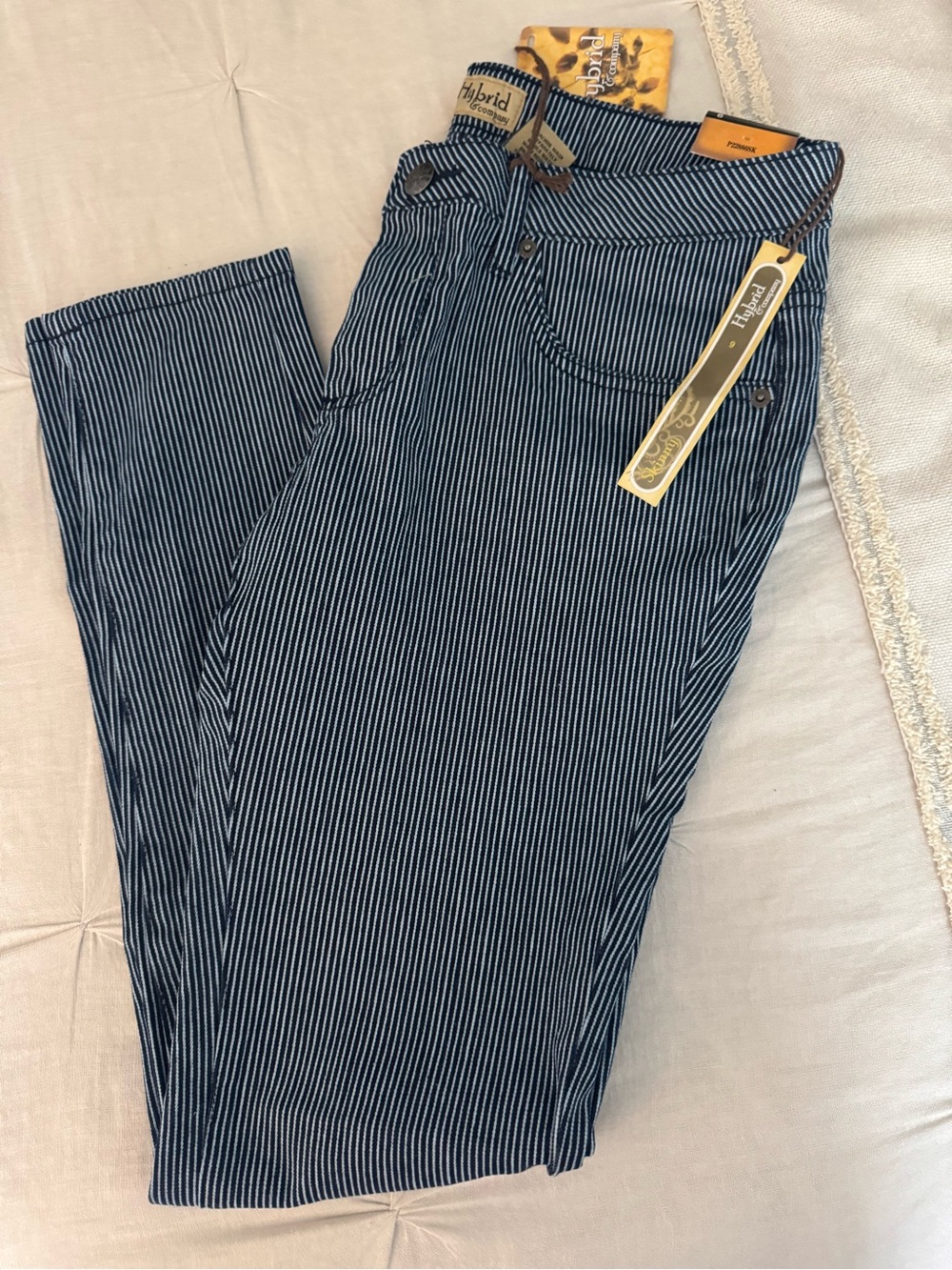 Hybrid Brand Blue and White Railroad Pinstripe Stretch Pants
